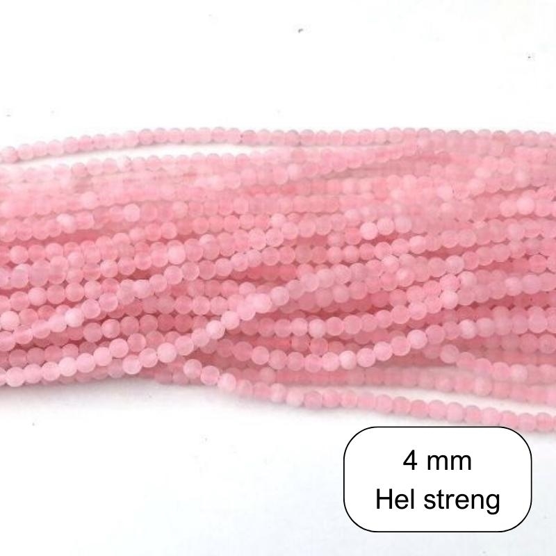 4 mm MAT Rosakvarts - Hel streng
