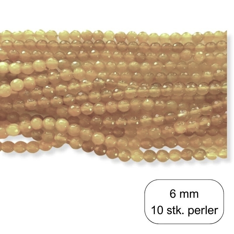 10 stk. 6 mm Gul agat,  facet perler