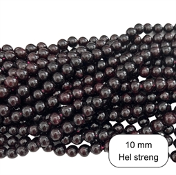 10 mm Granat perler - Hel streng