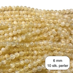 10 stk. 6 mm Gul Calcit perler