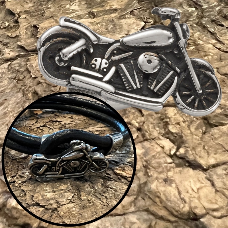 Motorcykel smykkelås til gummi eller lædersnor 