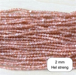 2 mm Peach moonstone facet - Hel streng