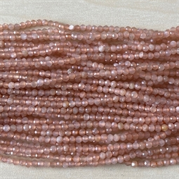 Flotte små 2 mm facslebet orange månestens perler