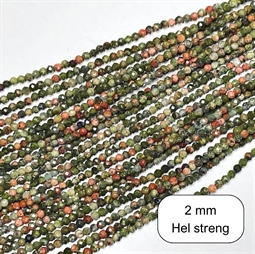 Unakite 2 mm facet, 1/1 streng