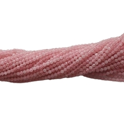 Hel streng med 3 mm facetslebet Rosakvarts perler