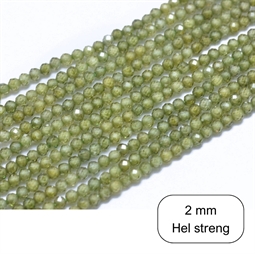 2 mm grønne Cobic zirkonia perler - Hel streng