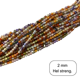 2 mm Cubic Zirkonia perler, Mix farver - Hel streng