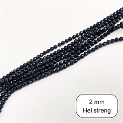 2 mm Sort onyx 2 mm facet - Hel streng