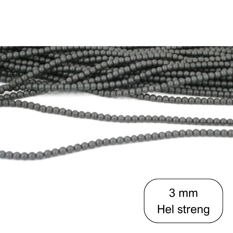 3 mm MAT Hæmatit - Hel streng