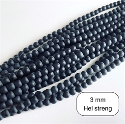 3 mm Sort onyx MAT - Hel streng