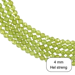 Hel streng med ca. 100 stk. 4 mm Peridot perler