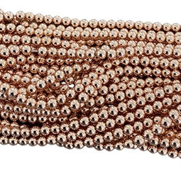 4 mm LYS Rosaguldfarvet Hæmatit, 1/1 streng