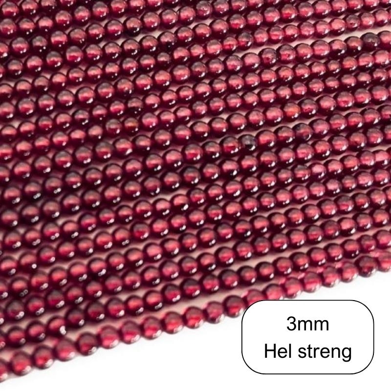 4 mm Rød granat - Hel streng