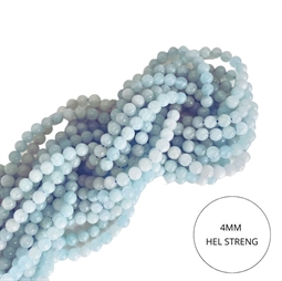 Lyseblå 4 mm aquamarin perler. Du køber en hel streng perler