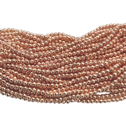 4 mm rosaguld farvet hæmatit perler. perlerne er facetskåret.
