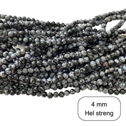 Snowflake Obsidian, 4 mm perler - Hel streng