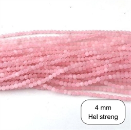 4 mm MAT Rosakvarts - Hel streng