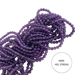4 mm Ametyst perler. Du får en hel streng perler.