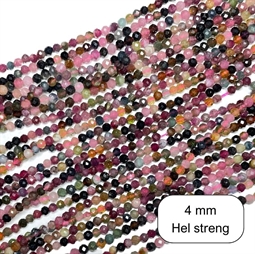 Tourmalin, 4 mm facet - Hel streng