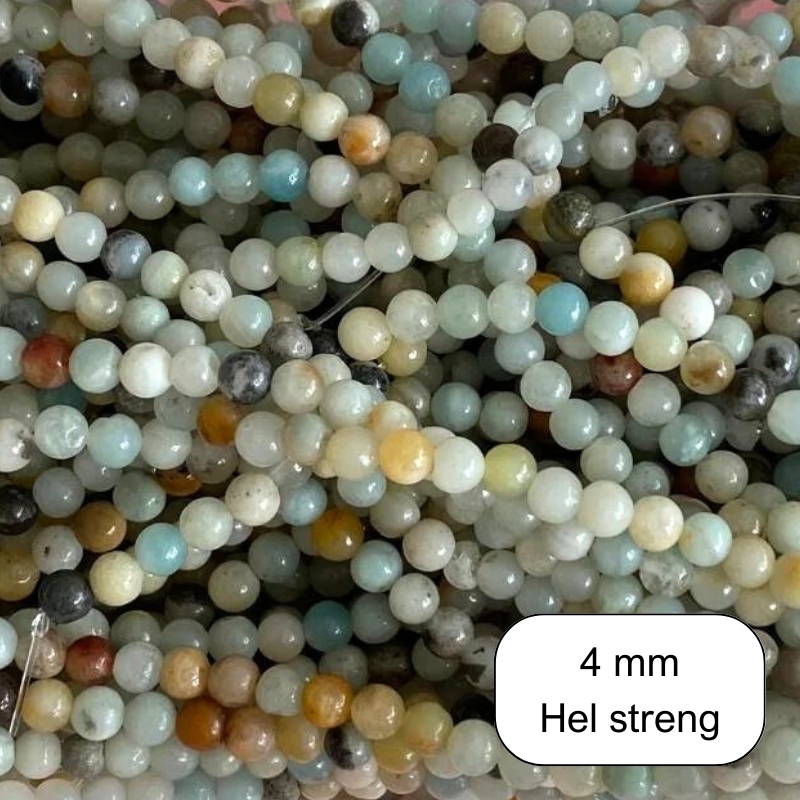4 mm Mix amazonit  perler - Hel streng
