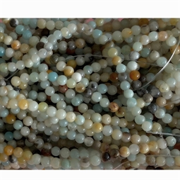 4 mm MAT Mix amazonit  perler, 1/1 streng
