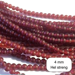 Rød agat, MAT 4 mm - Hel streng
