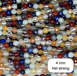 4 mm Mix facet perler - Hel streng