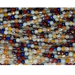 4 mm Mix facet perler - Streng