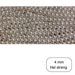 4 mm Hvide Shell perler - Hel streng