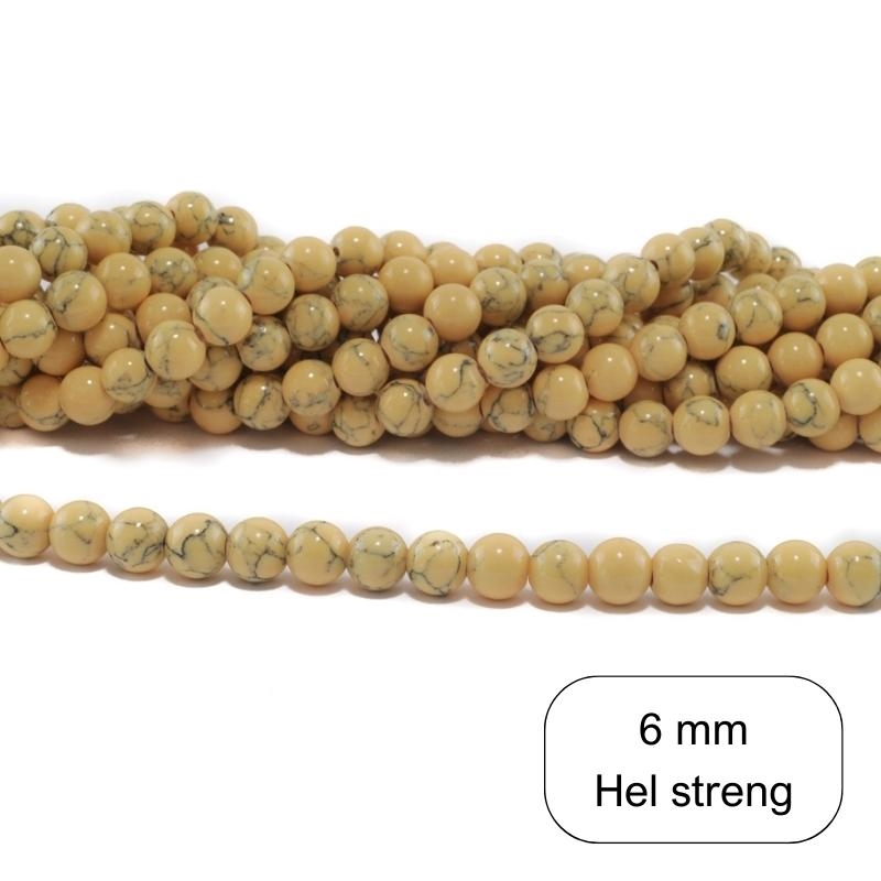 6 mm Lysegule perler med grå aftegninger