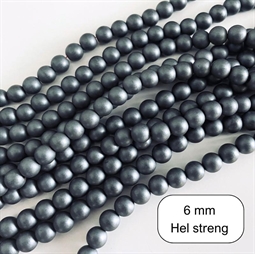 6 mm MAT Hæmatit - Hel streng