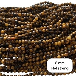 6 mm Tigerøje perler - Hel streng