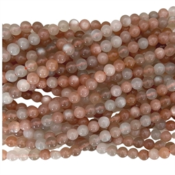 Smukke 6 mm, multifarvet månestens perler - Hel streng med ca. 65 stk. perler på 