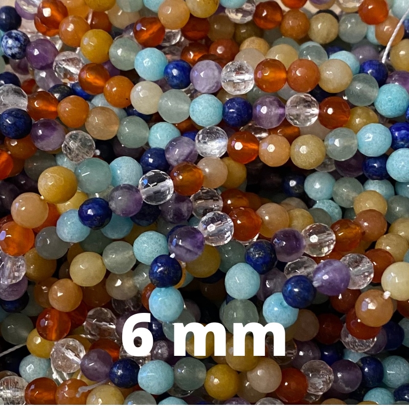 6 mm Mix facet perler - Streng