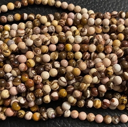 6 mm Stripe agat perler i brune nuancer - Du får en hel streng.