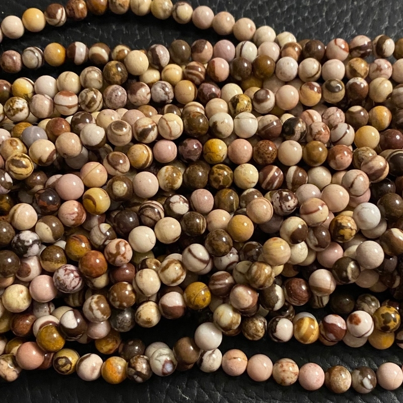 6 mm Stripe agat perler i brune nuancer - Du får en hel streng.