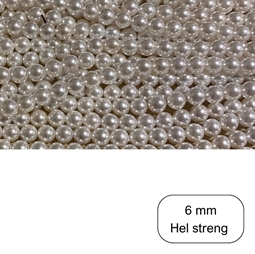 6 mm Hvide Shell perler - Hel streng