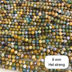 8 mm Gul / Grøn stripe agat, facet - Hel streng
