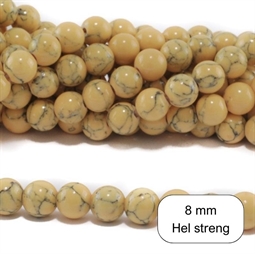 8 mm Lys gul syntetic turkis - Hel streng