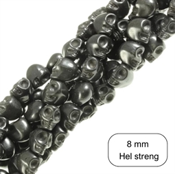 Dødningehoved perler, ca. 8 mm - Hel streng