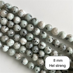 8 mm Kiwi agat perler - Hel streng