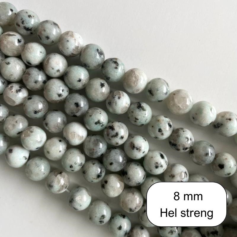 8 mm Kiwi agat perler - Hel streng