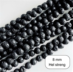 8 mm Lava perler - Hel streng