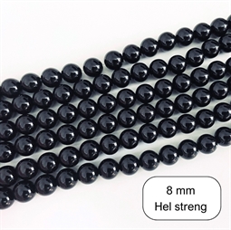 Sort onyx perler 8mm - Hel streng