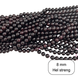 8 mm Granat perler - Hel streng