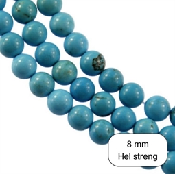 8 mm Turkis magnesite perler - Hel streng
