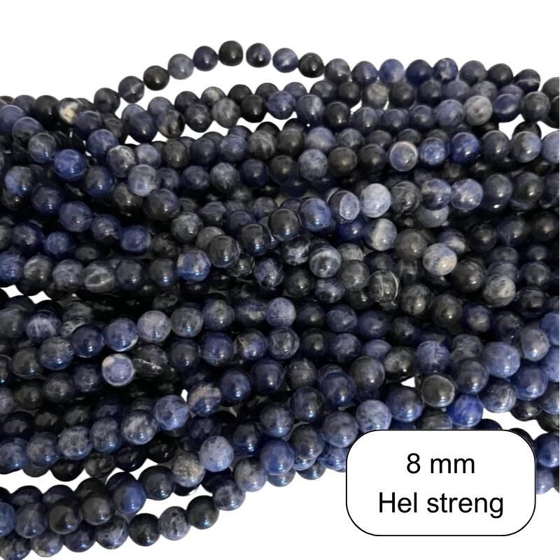 8 mm  Sodalit perler - Du køber en hel streng perler.