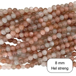 Smukke 8 mm, multifarvet månestens perler - Hel streng med ca. 48 stk. perler på 