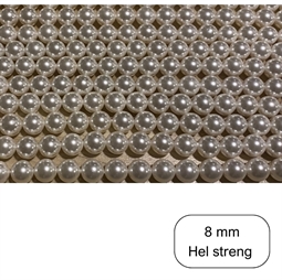8 mm Hvide Shell perler - Hel streng
