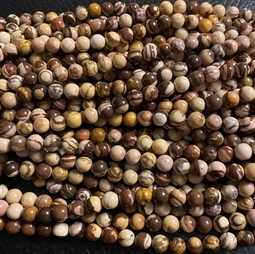 8 mm Stripe agat perler i brune nuancer - Du får en hel streng.